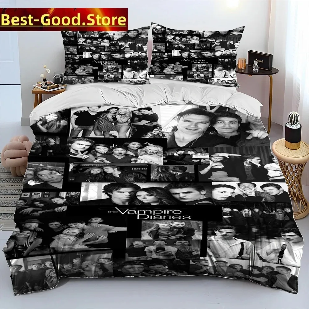 The Vampire Diaries Comforter Bedding Set,Duvet Cover Bed Set Quilt Cover Pillowcase,King Queen Size Bedding Set For Adult Boys