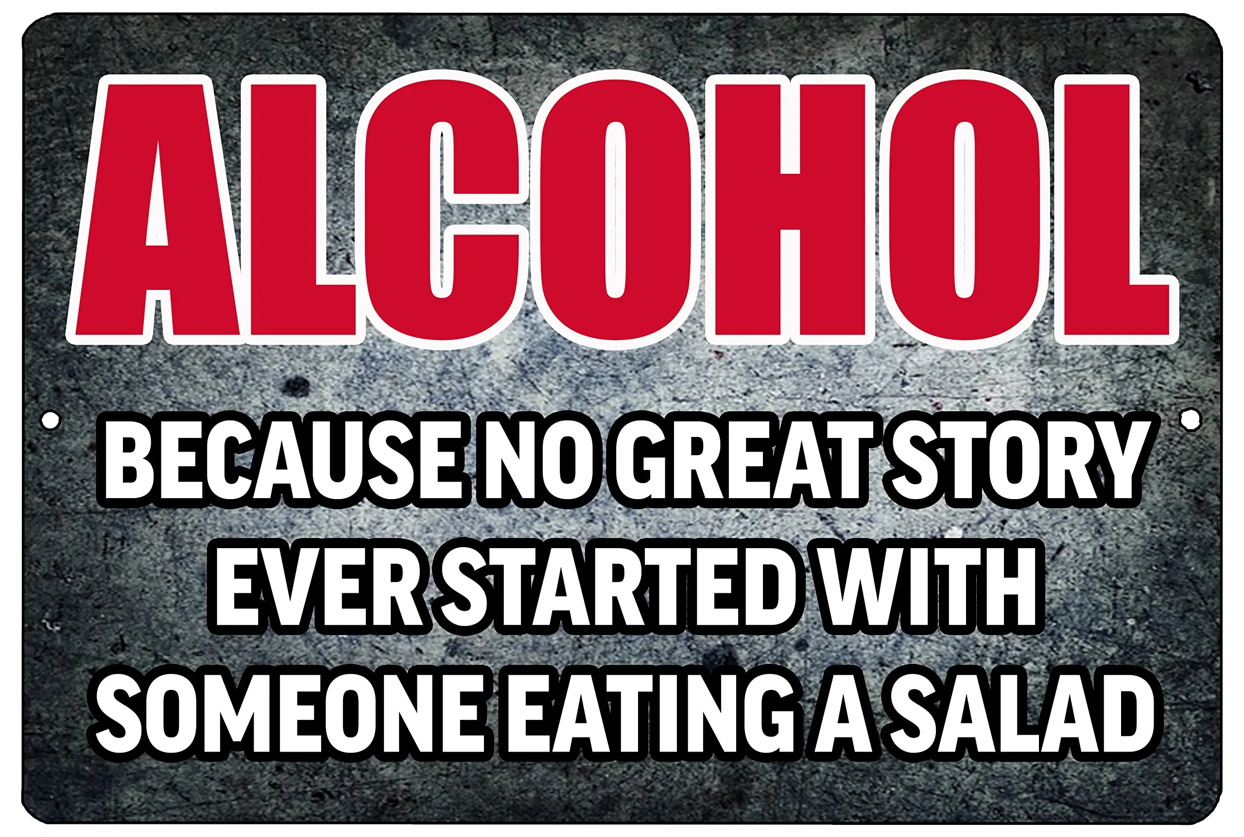 Rogue River Tactical Funny Beer Alcohol Sign Metal Tin Home Bar Kitchen No Great Story Ever Started With Salad