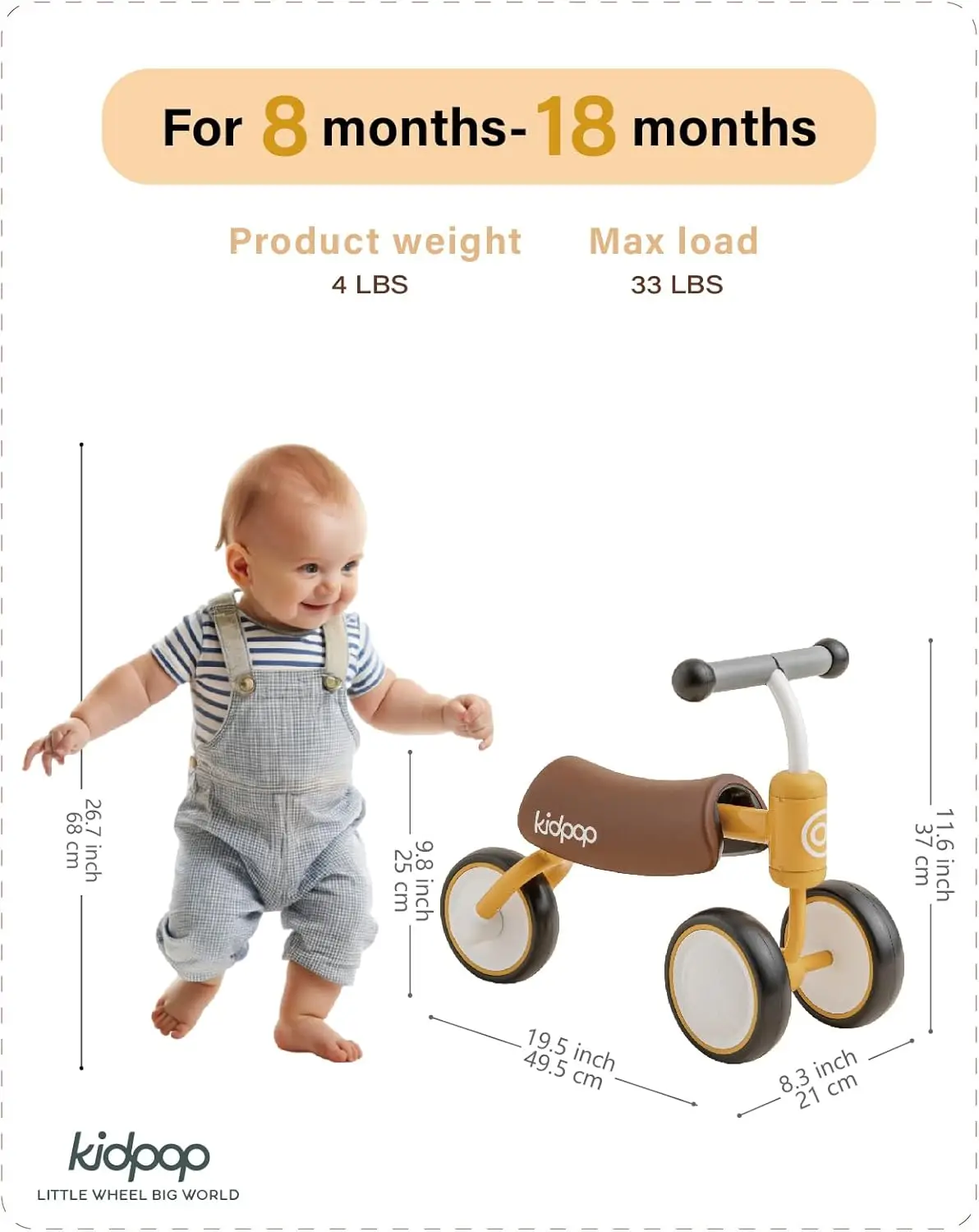 Bee Baby Balance Fiets Peuter Voor 1 Jaar Oude Kinderen Rijden Op Speelgoed Eerste Verjaardagscadeau Peuter Eerste Fiets (Geel)