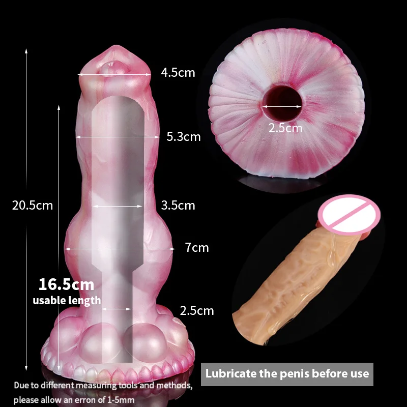 YOCY Realistic Dog Knot Penis Sleeve  G-Spot Stimulator Cock Sheath Soft Silicone 16.5cm Useable Animal Dick Wearable Adult Game