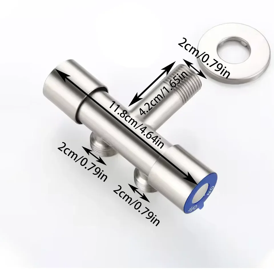 304 Stainless Steel Single Cold Water 1 In 2 Out Bathroom Toilet Angle Valve Washing Machine Double Outlet Water Tap