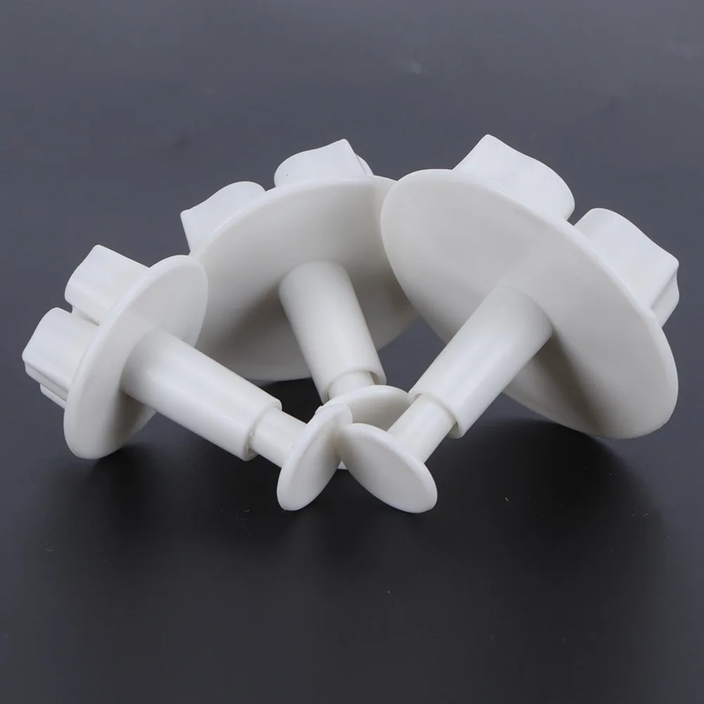 3PCS Food Grade PP Fondant Flower Cutter Easy Clean Spring-Loaded Cake Plunger Cutters Flower Design Sugar Cookie Mold
