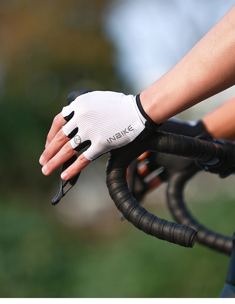 INBIKE Halbfinger-Fahrradhandschuhe für Herren Stoßdämpfende Atmungsaktive Sommerhandschuhe für Mountainbike Rennrad Rutschfeste Fahrradhandschuhe – Detail 15