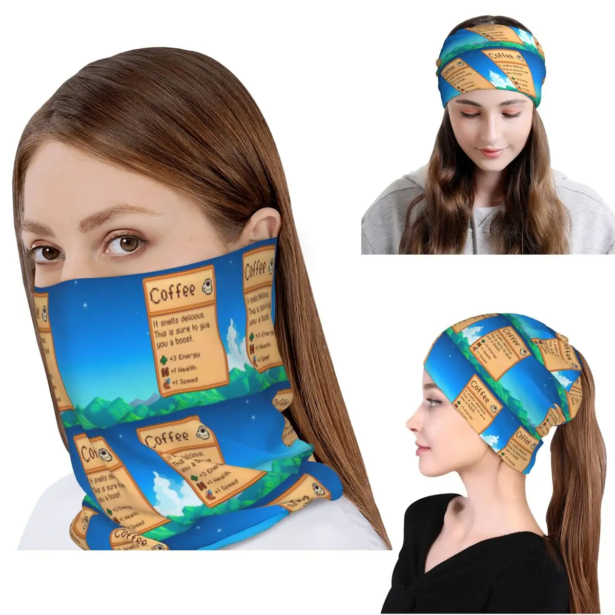 

Stardew Valley Coffee Classic Bandana Neck Gaiter Face Scarf Multi-use Cycling Scarf Beanies Hat for Men Women Adult Winter