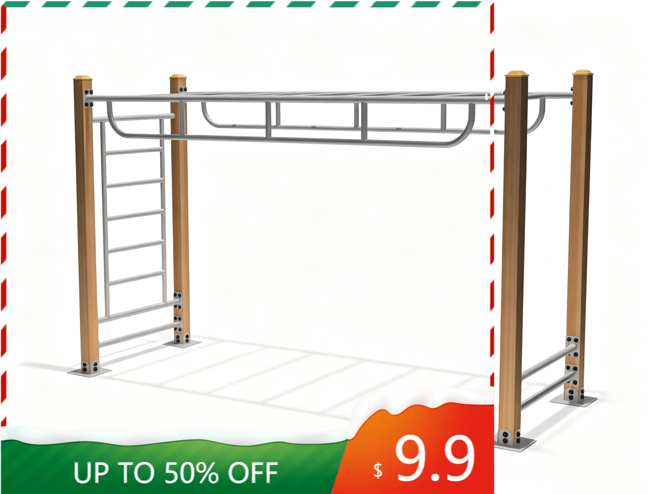 Durable Steel Horizontal Monkey Bar Ladder for Public Park Upper‑Body Strength Training Eco‑Friendly Exercise