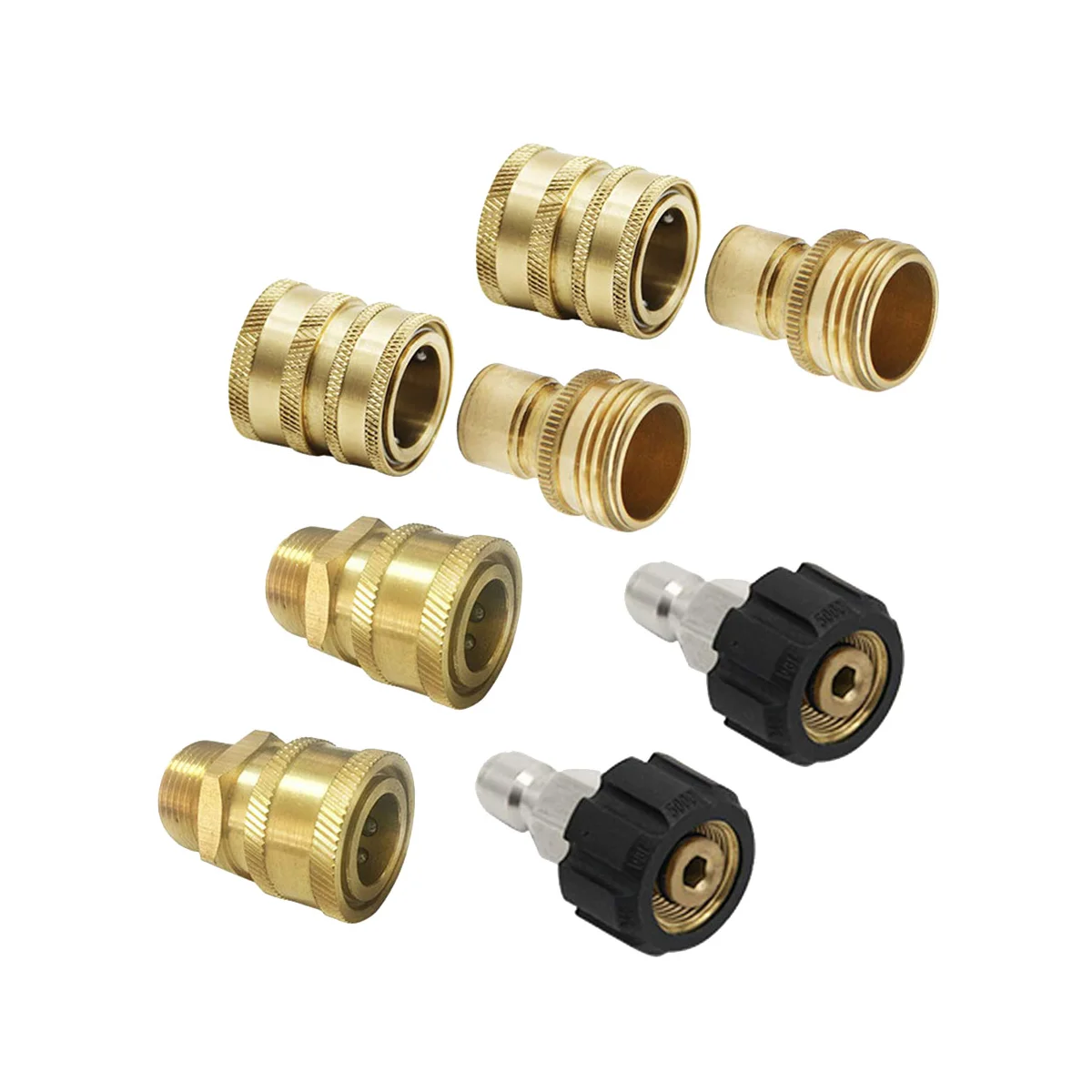 Pressure Washer Quick Connector Adapter Kit M22 14mm x 3/8inch Quick Disconnect Plug 5000PSI High Pressure Brass Fitting