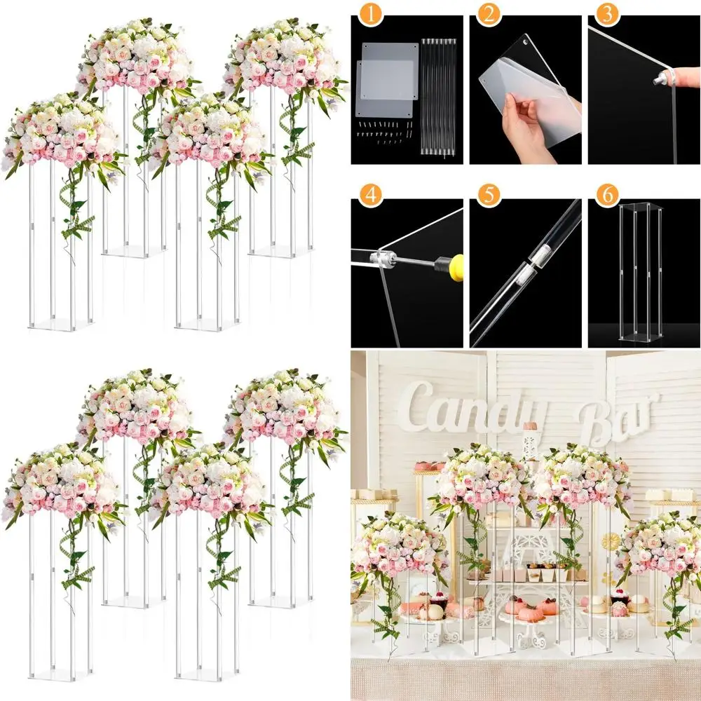 

Clear Acrylic Tall Vase for Wedding Centerpieces, 28 Column, Elegant Floral Display for Events