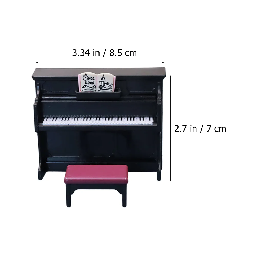 Mobili per la casa in miniatura Ornamento per pianoforte Giocattolo Giocattoli in miniatura Accessorio decorativo in plastica nera