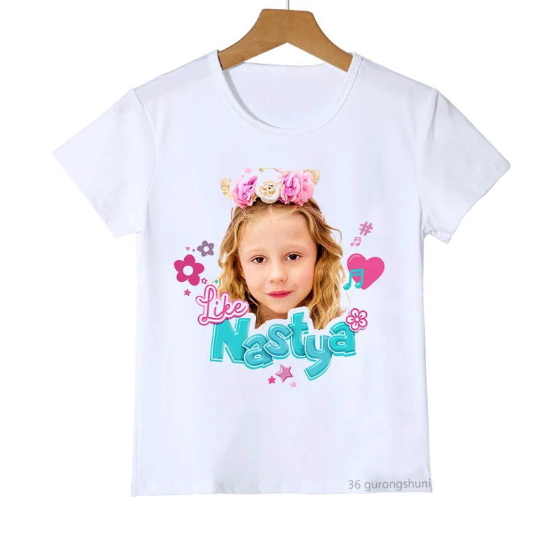 Newly Girls T-Shirts Cute Nastya Cartoon Print Girls Clothes Summer Kids T Shirts Fashion Baby Tshirt Camisole Shirts wholesale