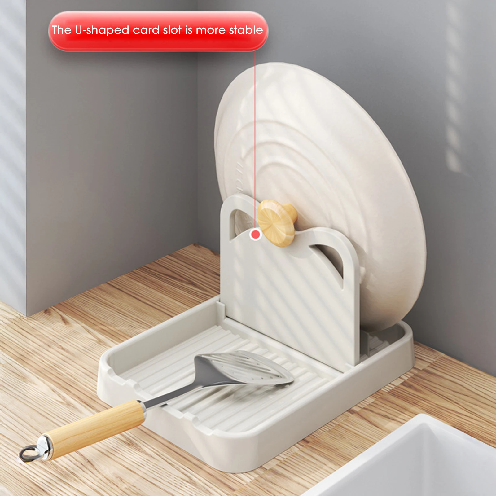 Multifunctional Foldable Pot Lid Rack Functional and Practical Vertical Pot Shovel Storage Rack Suitable for Spatulas Utensils