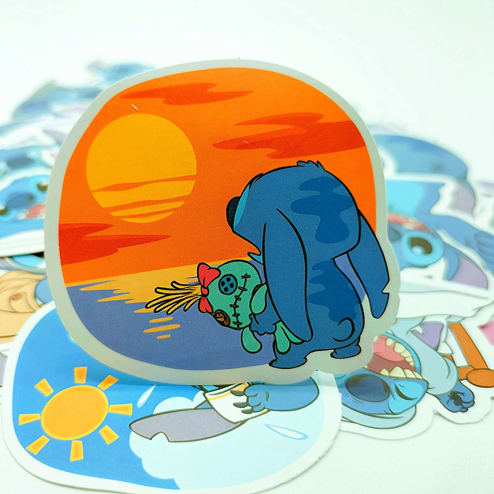 10/50/100/150/200Pcs/Set Disney Lilo & Stitch Watching The Sunset DIY Balloon Decoration PVC Stickers Girl Kids New Year Gifts