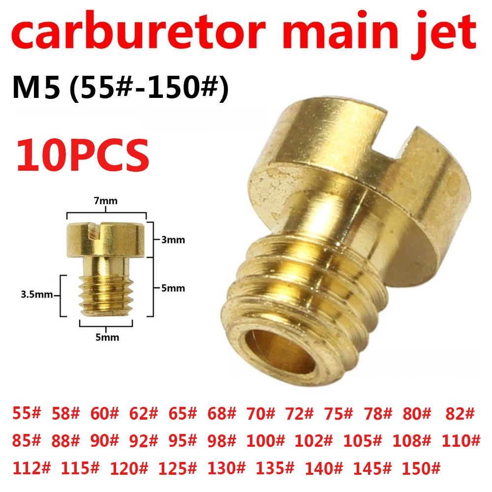 10/12PCS M5 Main Jet for Dellorto PHBG AD DS Series Carburetor 55#-150# Jet Size Range Replacement Nozzle