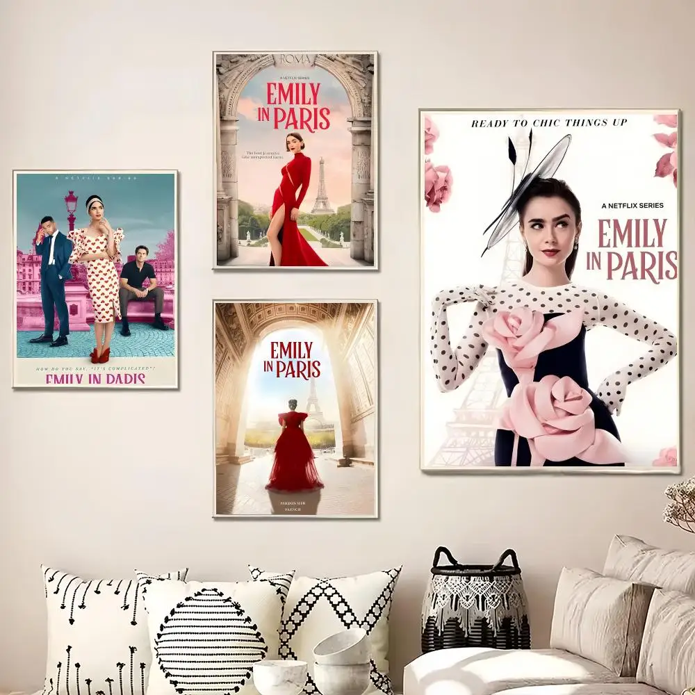 TV Series Romantic E-Emily in P-Paris Painting Calligraphy Canvas Poster Wall Art for Living Room Bedroom Cafe Decor Gift