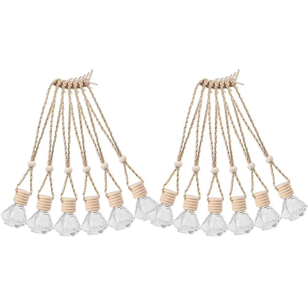 

12 Pcs Perfume Bottle Mini Transparent Glass Car Hanging Aroma Diffuser Reusable Essential Oil Container Small Fragrance Sample