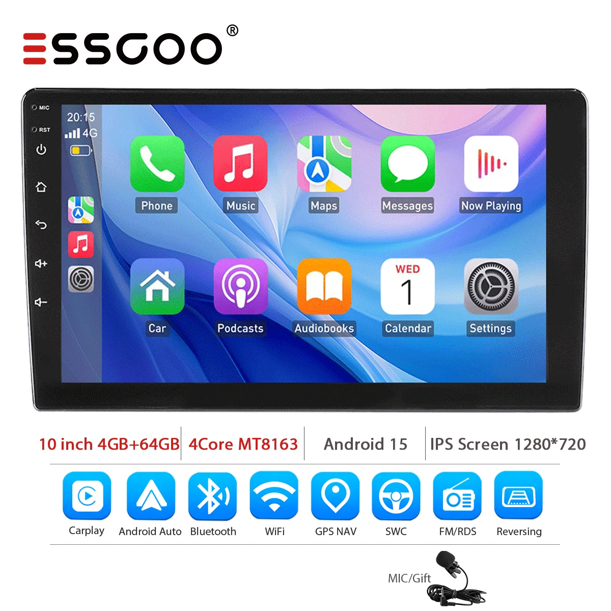 ESSGOO 7 9 10 inch Universele CarPlay Android Auto Autoradio voor VW Fiat Renault Nissan Hyundai GPS Multimedia Autoradio Stereo