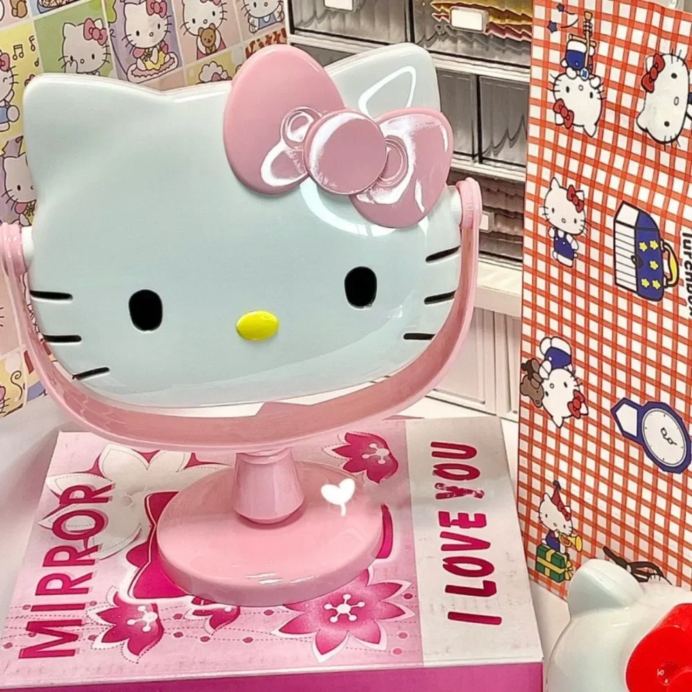 น่ารัก Hello Kitty สเตอริโอกระจกความละเอียดสูง Make Up แบบพกพาหอพักนักเรียนห้องนอนกระจกของขวัญวันเกิดของหญิงสาว