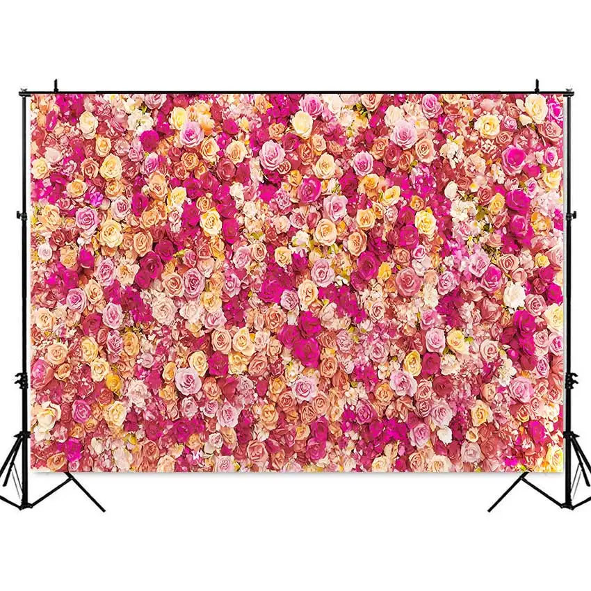 Red flowers wall photography backdrop bridal shower wedding photocall boda floral photography background pink and red flowers