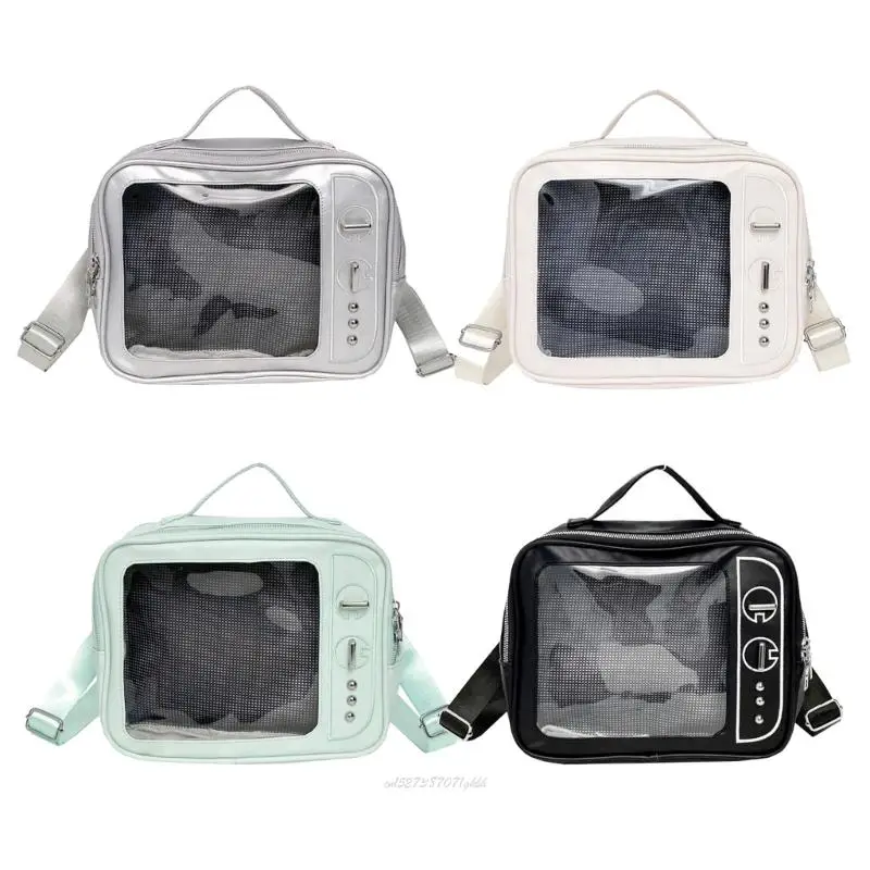 

X5XA Aesthetic Crossbody Bag Lovely Itabag Retro Television Shoulder Bag Casual Bag Pin Display Backpack
