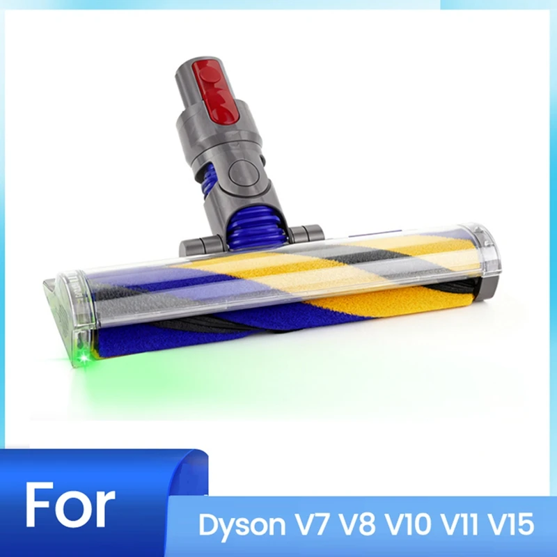 For V7 V8 V10 V11 V15 Cleaners Hardwood Floor Brush Head Replacement Soft Roller Brush Head with Dust Light