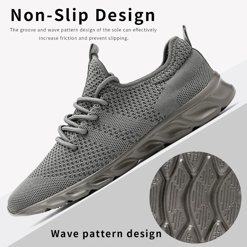 Non-slip Men Sneakers Knitting Mesh Breathable Men\'s Running Shoes Women Casual Flats Shoe Plus Size 36-50 Zapatillas Hombre