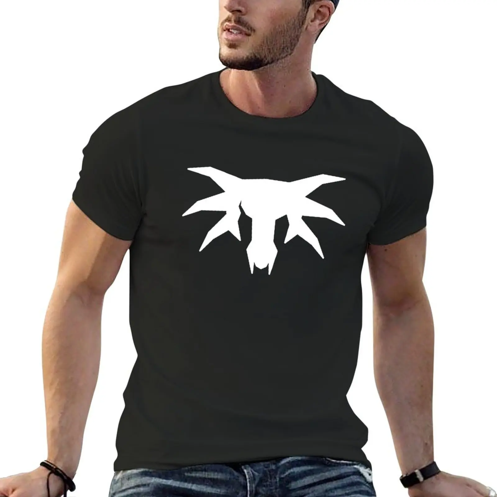 Gothic PiranhaBytes minimalistic white fill sleeper mask T-Shirt graphic t shirts custom shirt men t shirts