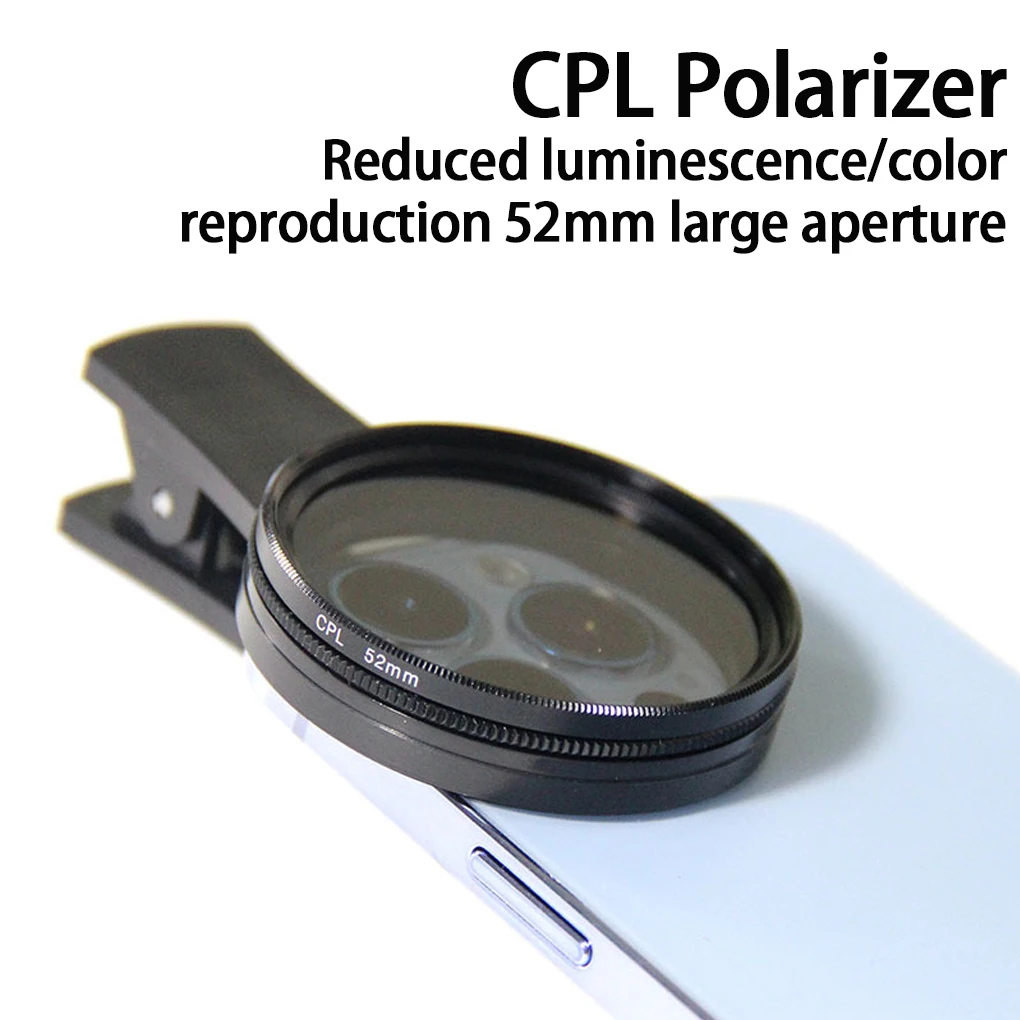 Universal 52mm CPL Phone Camera Lens Improve Color Saturation and Contrast for Most Smartphones Polarized Phone Camera Lens