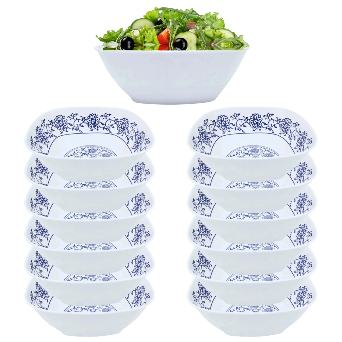 12 Bowl Bowl Bowl Salad Bowl Pot in 1.5L Square Melamine