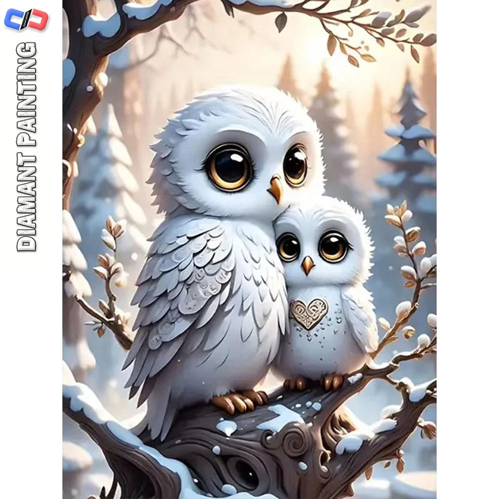 5D Diamond Mosaic Owl mother and child Full Round Square Drill Painting Animal Embroidery Tree Home Decor Rhinestone Pictures