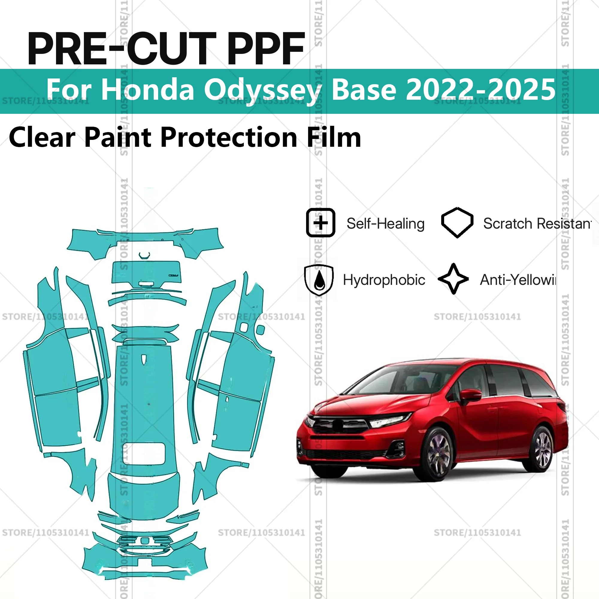 

Предварительно нарезанная прозрачная защитная пленка PPF для автомобиля Honda Odyssey Base 2022-2025, профессиональная, для всего автомобиля