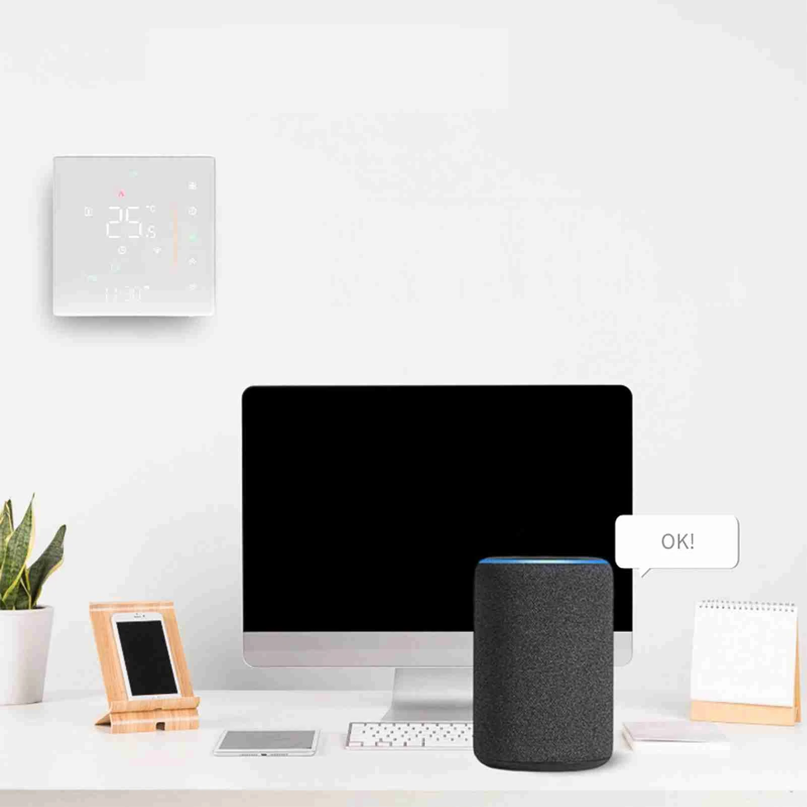 

Умный термостат Wi-Fi, регулятор температуры, еженедельная программируемая поддержка сенсорного управления/мобильного приложения/совместимость с голосовым управлением