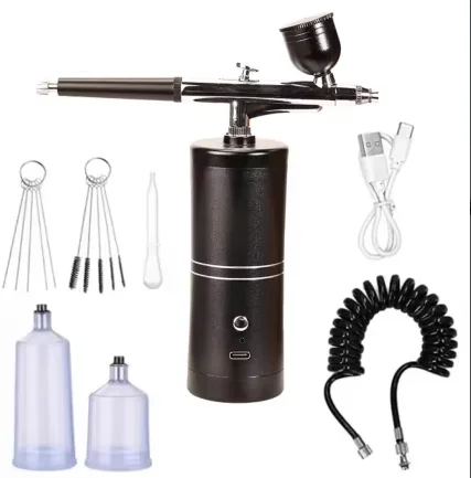 

A Portable Rechargeable Wireless Airbrush With Compressor Double Action Spray Gun For Face Beauty Nail Art Tattoo Craft Cake Pa