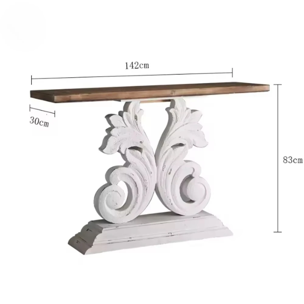 Home Furniture Solid Wood Carved Ornamented Brackets Against Wall Hallway Shelf Console Tables