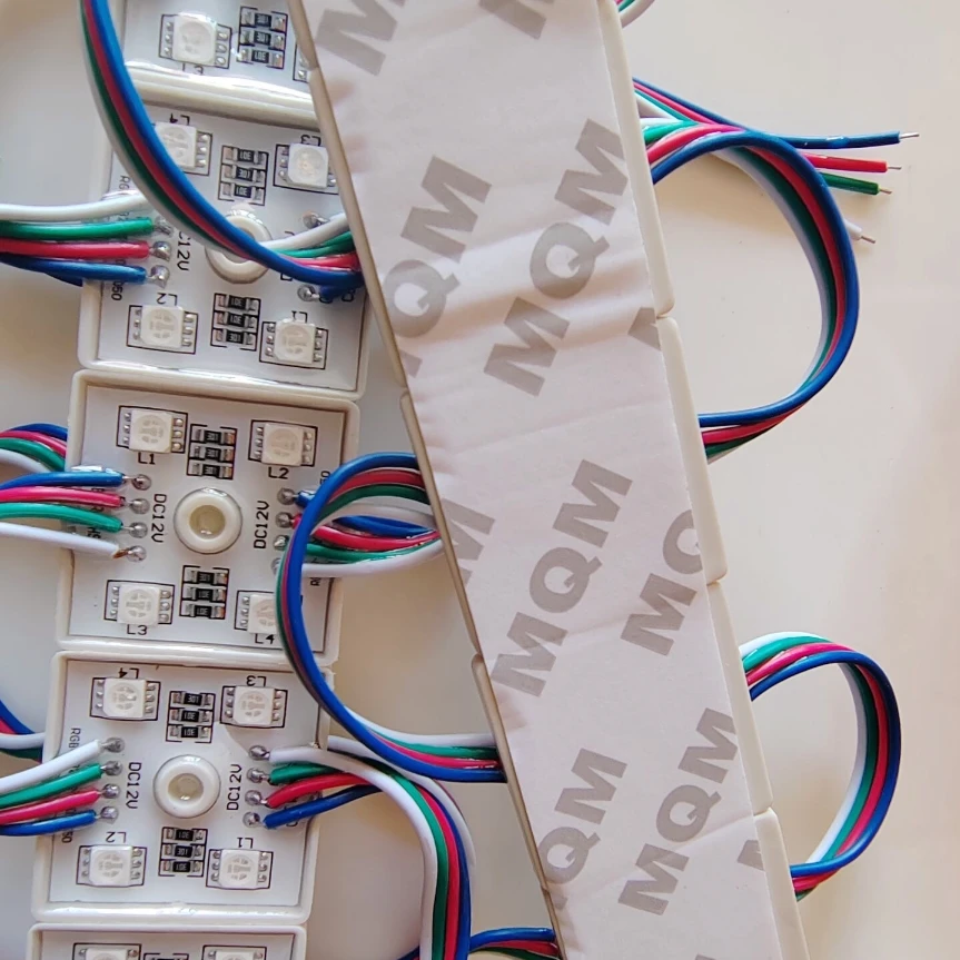 12V 5050 RGB LED Module Light Strip Tape Lamp 4LEDs Injection ABS IP65 Waterproof Square Multi Color Changing Sign