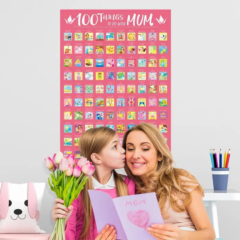 100 Things To Do With Mum Scratch Off Poster With Mum 100 Things To Do Before Turning 100 Bucket List For Holiday Or Mothers Day