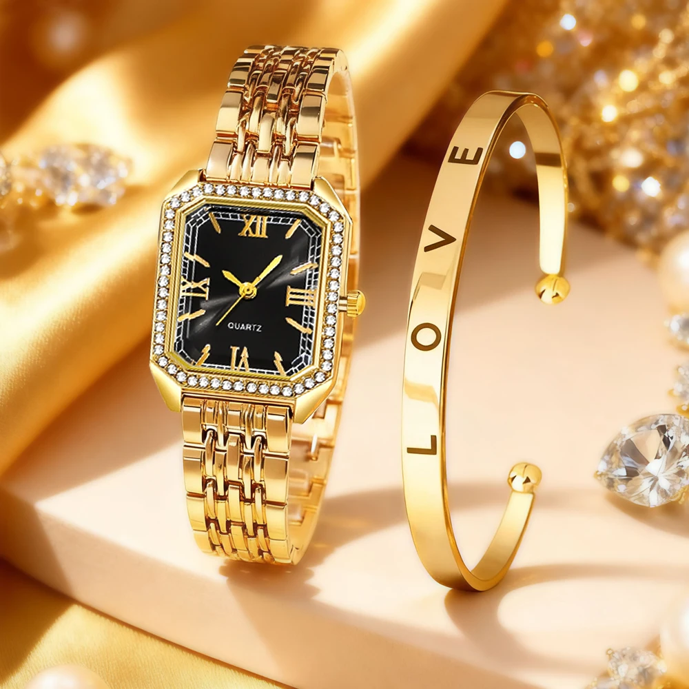 2-piece women's watch+accessory set, new fashionable watch+elegant accessories, the best choice for gift giving