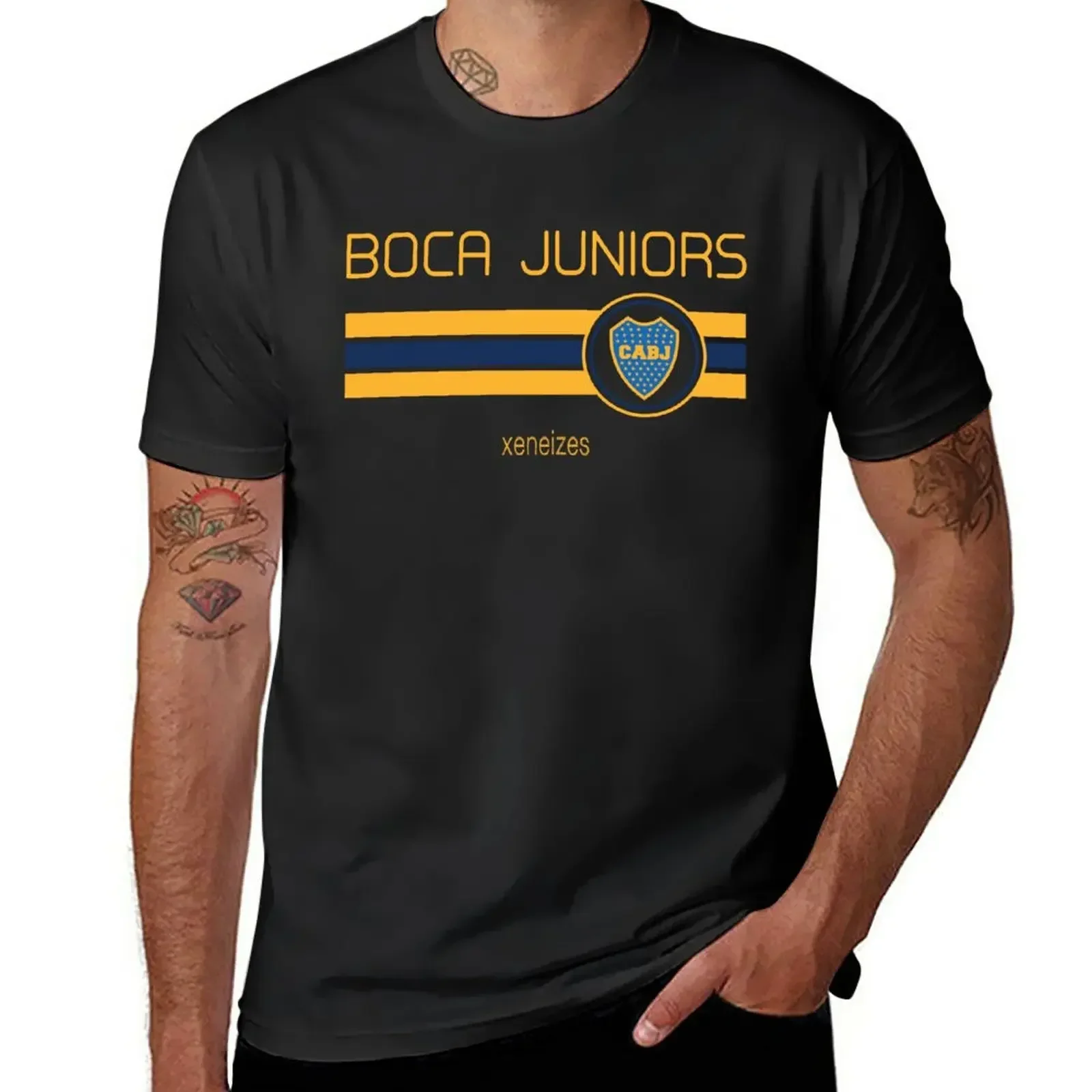 Camiseta estampada de manga corta para hombre, camisetas ajustadas de Superliga - Boca (casa azul marino), playera Vintage de gran tamaño, divertida de verano