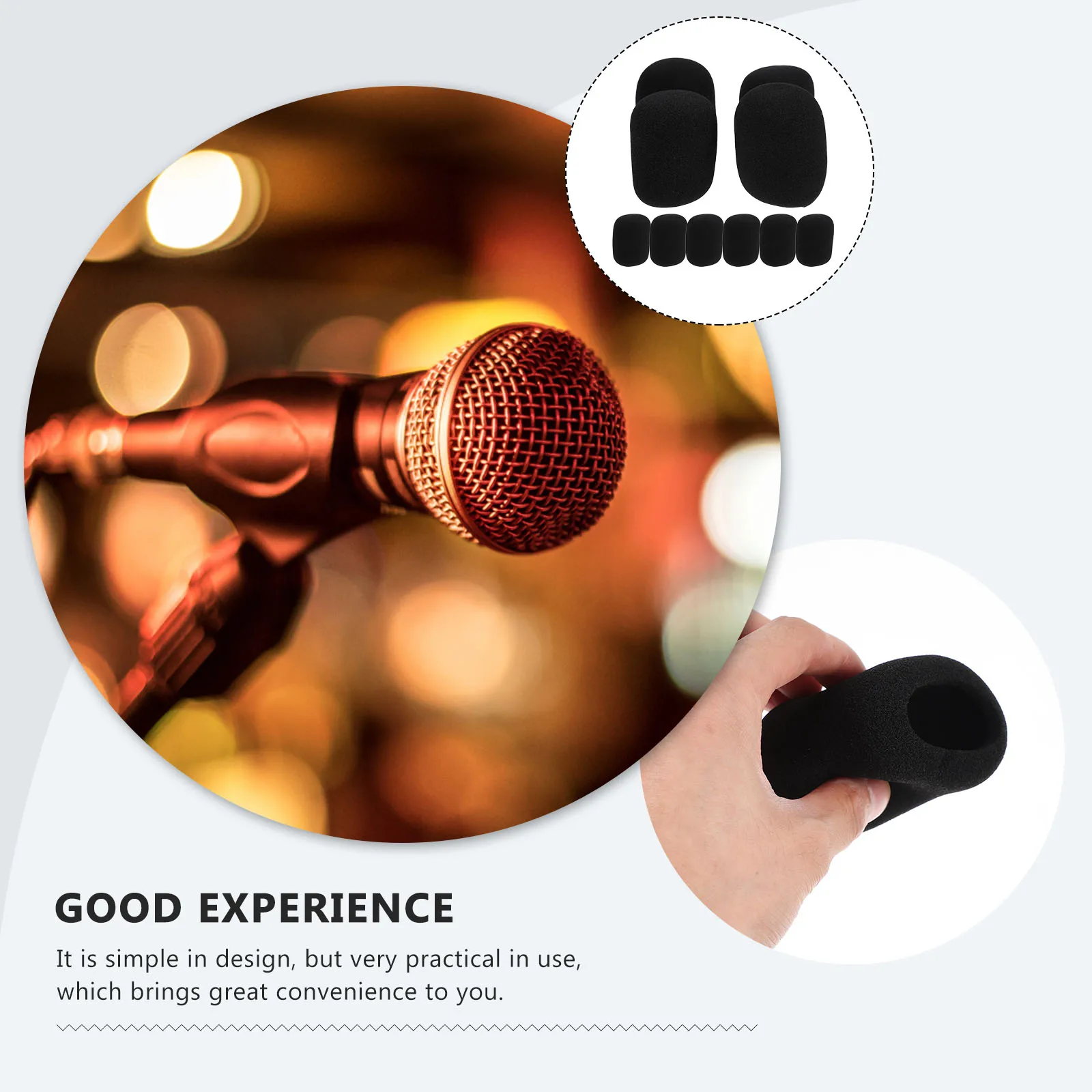 

10pcs Microphone Covers Washable Windproof Black Lightweight Standard Handheld Mic Windscreen Foam For Stage Microphone