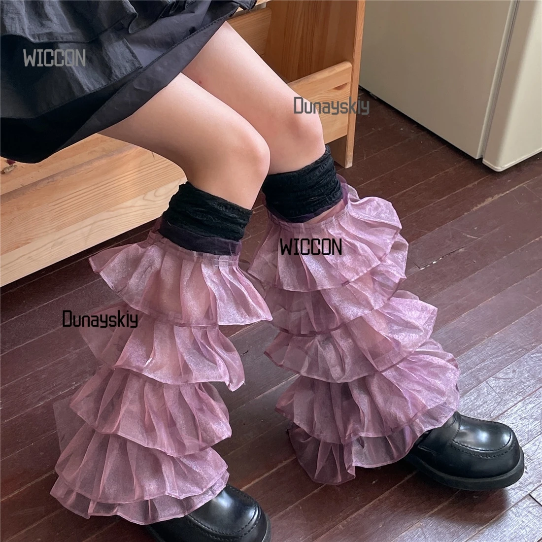 Jirai Kei Spicy Girl Sweet Cool Pure y2k Subculture Lace Splicing Leg Cover Stacking Socks Ball Halloween Christmas Cosplay