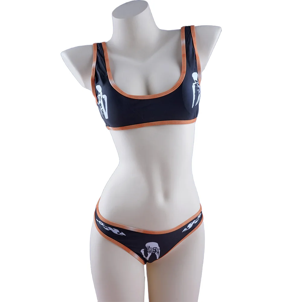 Sexy Gothic Bikini 2024 Women Skeleton Human Print Swimsuit Split Bathing Suit Low Waist Y2K Bikinis Sets Beach Swimwear