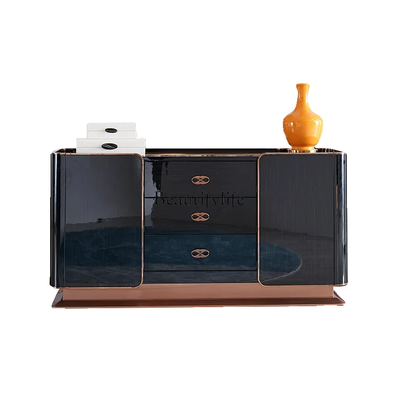 

yj21 Italian light luxury dining side cabinet Hong Kong-style solid wood high-end storage locker
