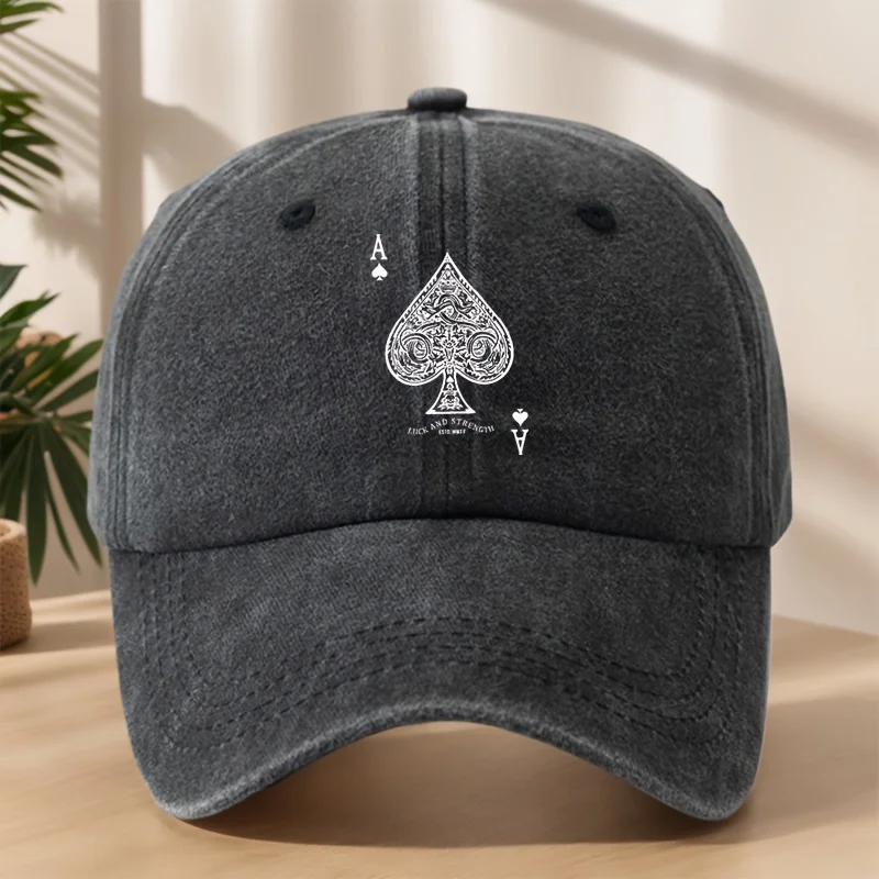 

Ace of Spades Baseball Cap | Poker Card Print, Vintage Washed Soft Adjustable for Outdoor Sports