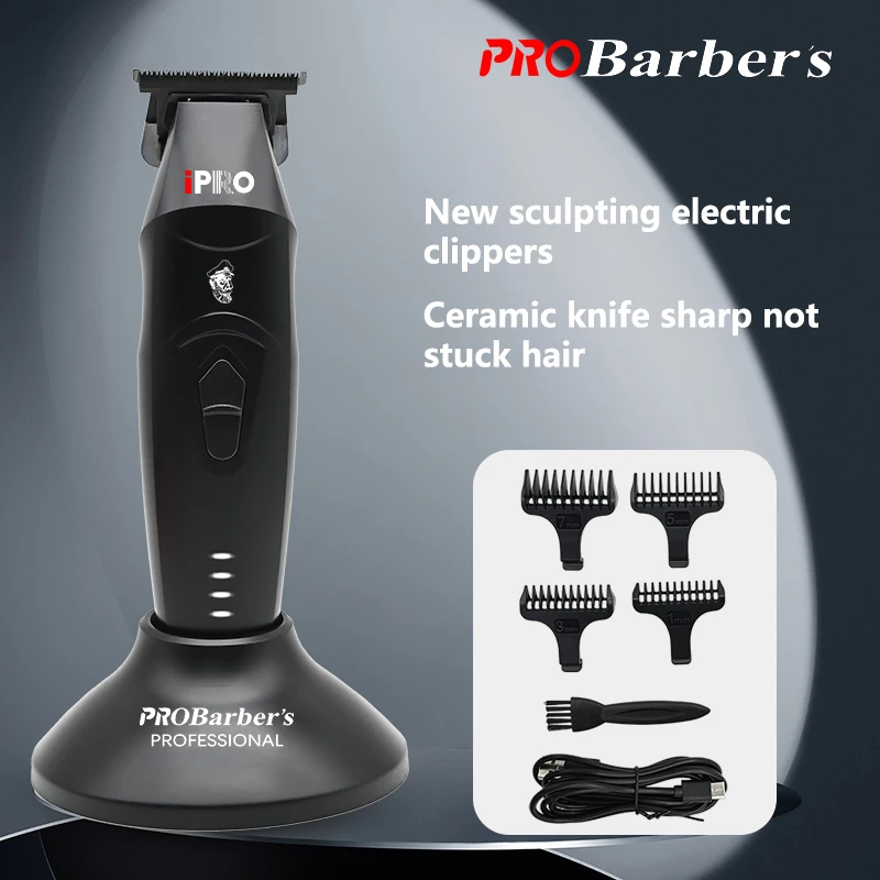 

Триммеры для волос Probarbers с бритвенным лезвием, 7000 об/мин, высокоскоростной парикмахерский триммер с основанием, профессиональный триммер для мужчин