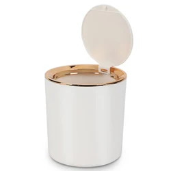 Desk Bin with Lid Mini Table Trash Can Portable Small Dustbin for Bathroom Living Room Kitchen Car Dressing Table