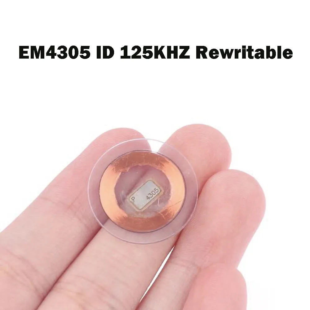 RFID 125KHZ EM4305 Chip Rewritable transparent coin blank key tag Copy Cards Writable Keyfobs Write Tags