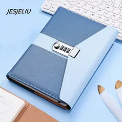 JESJELIU-Carnet de notes avec serrure, carnet de mots de passe A5, journal secret, fournitures de bureau, permis d'étude étudiant, cadeau d'acquisition de journaux