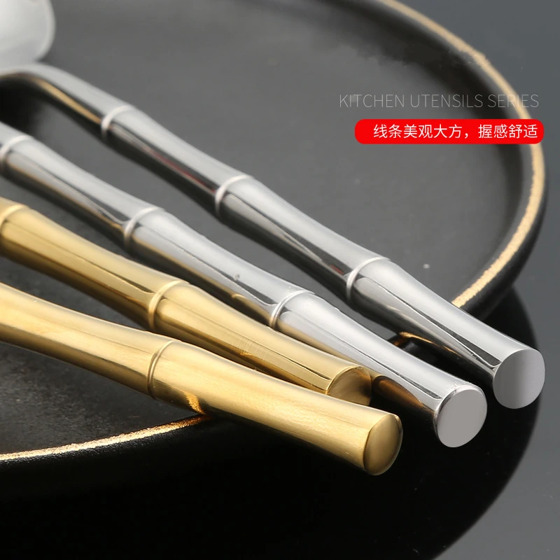 Thickened Stainless Steel Steak Knife Imitation Bamboo Handle Dining Fork Spoon Western Tableware Cutlery Set Household