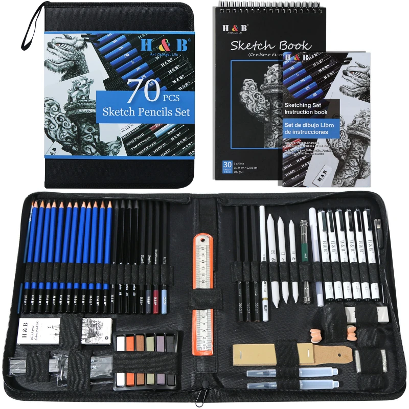 

70pcs Sketch Painting Set Neat and Not Messy for Beginners Zero-basis Drawing Sketch Design Signature Comics