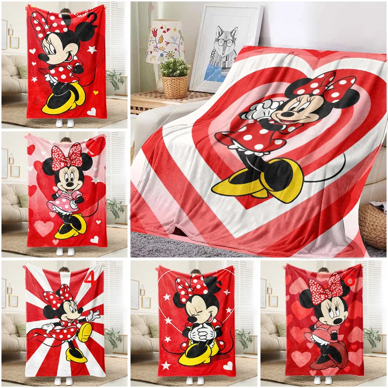 

Disney Minnie Mouse Heart Blanket Soft Flannel Throw Sofa Bed Cover Home Decor