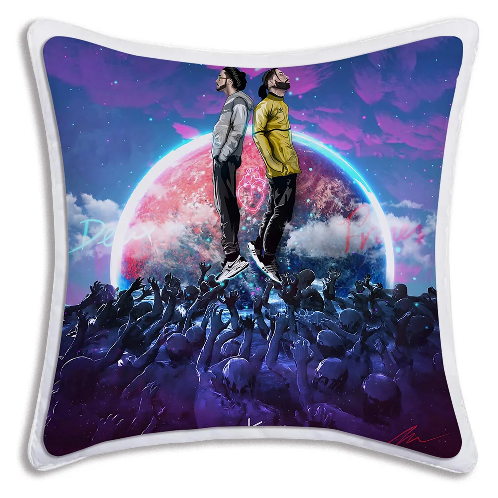 Rapper PNL QLF Singer Pillow Covers Cartoon Sofa Decorative Home Double-sided Printing Short Plush Cute Cushion Cover