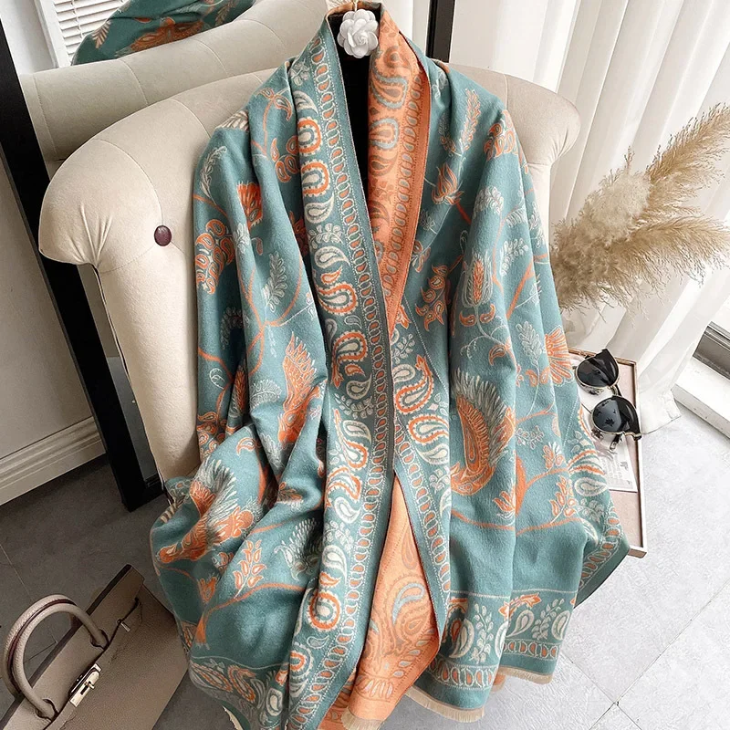 New Winter Women Wool Shawl With Lurex and Long tassel Pashmina Scarf Tassel Female Foulard Thick Blanket